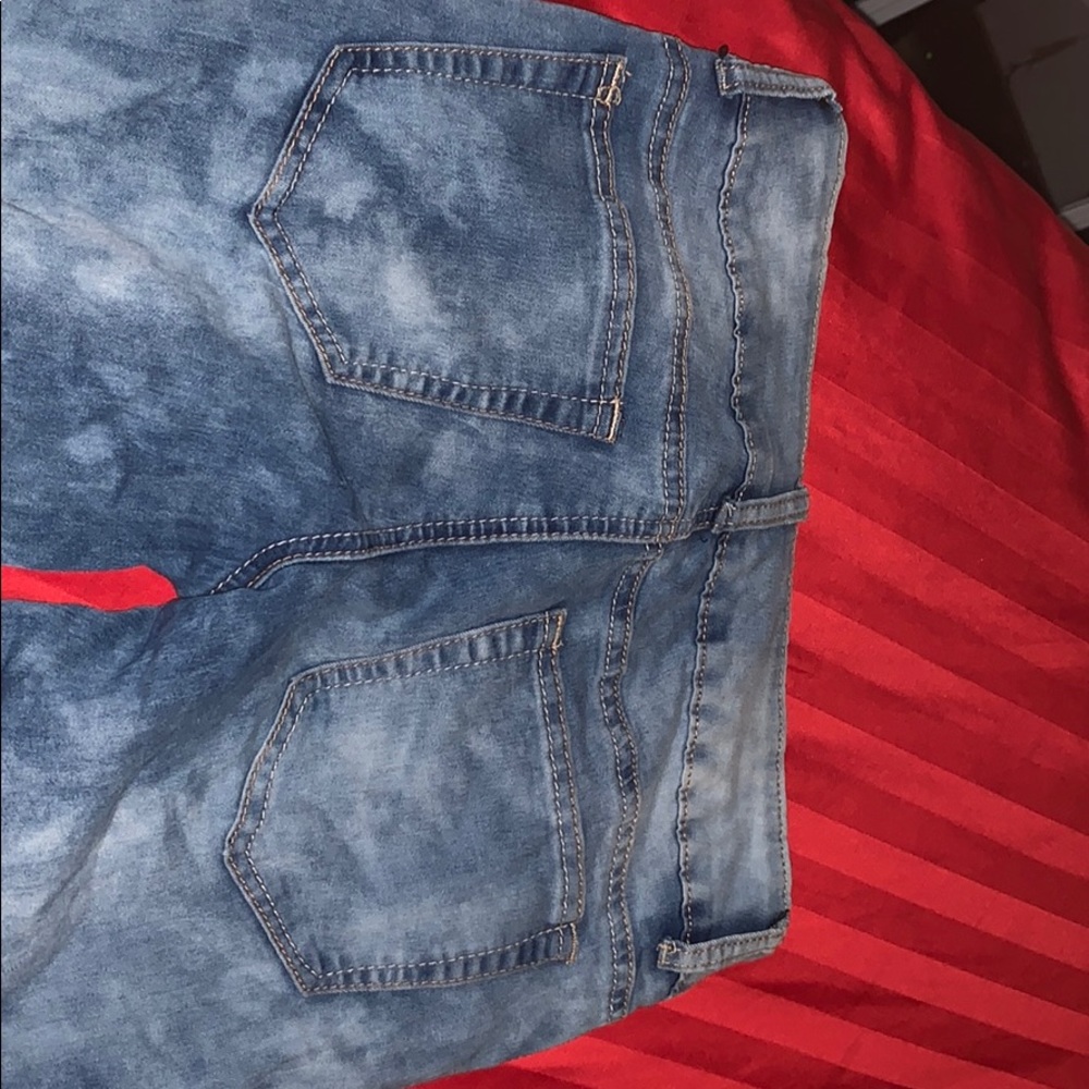 Blue jean bleached pants